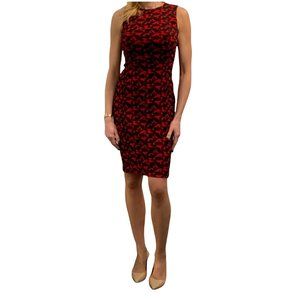 Red and Black Printed Calvin Klein Sheath Dress NWOT - Size 2